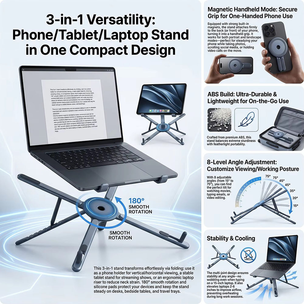 Portable Magnetic Phone Holder - Laptop Stand recension och pris